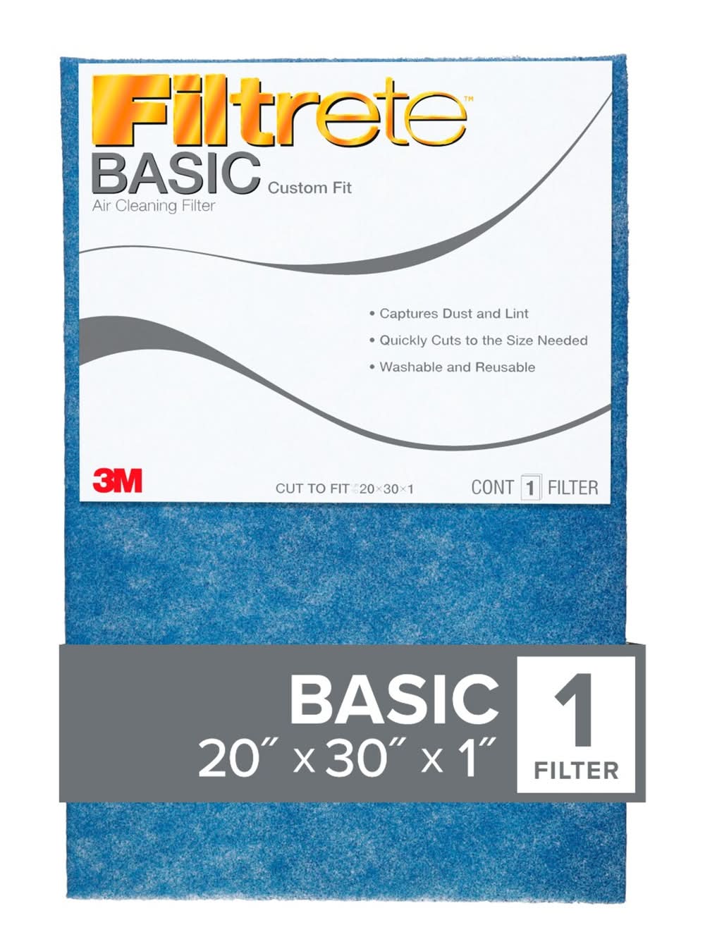 Filtrete 20 x 30 x 1 Washable MERV 1 Basic Cut to Fit Adjustable Air Filter