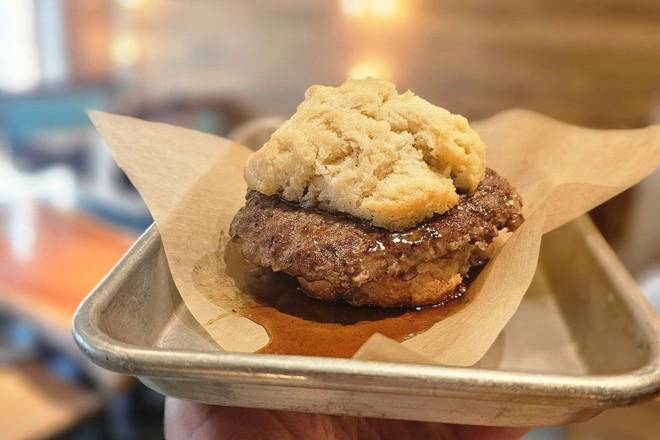 Turkey Sausage Biscuit w/ Steen's Syrup