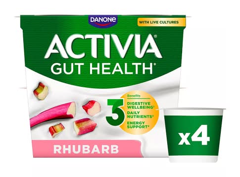Activia Rhubarb, Gut Health Yogurt (4 x 115g)
