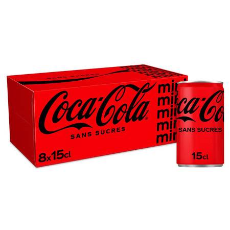 Soda zero sucres  COCA-COLA - le pack de 8 canettes de 15cL