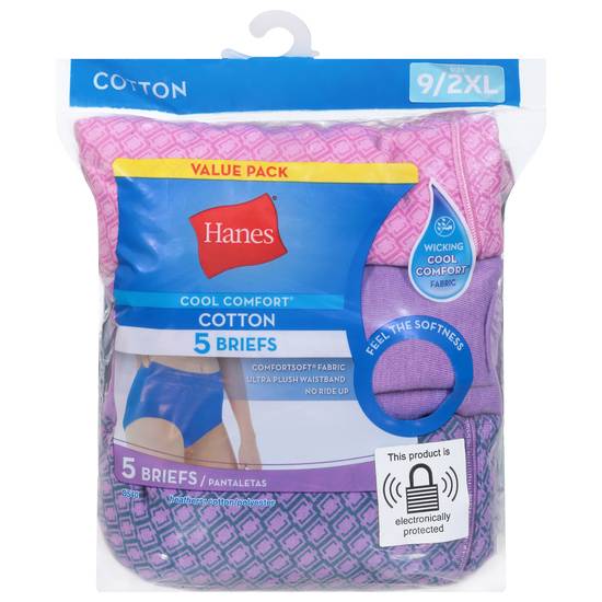 Hanes Cool Comfort Ladies Pastel Cotton Briefs Value Pack, Size 9