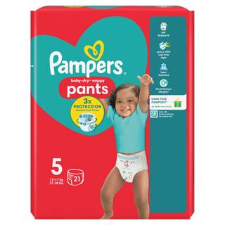 Pampers Baby-Dry Nappy Pants Size 5, 21 Nappies, 12kg-17kg, Carry Pack