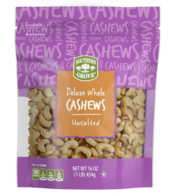 Southern Grove Deluxe Whole Unsalted Cashews (16 oz)