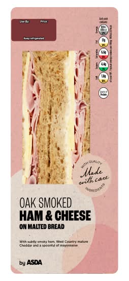 ASDA Ham & Cheese, Oak Smoked on Malted Bread Sandwich