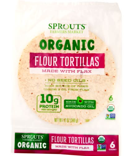 Sprouts Farmers Market Organic Flour Tortillas Made With Avocado Oil & Flax 6 Count