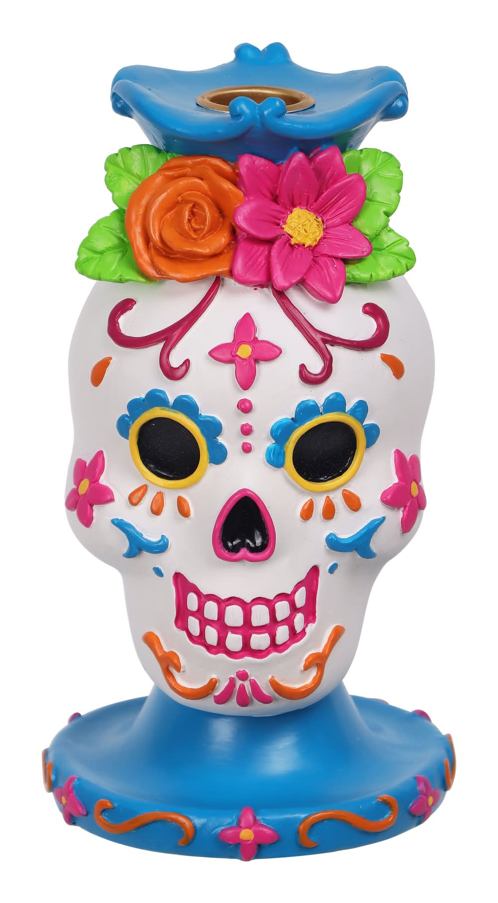 Haunted Living 7-in Day of the Dead Skull Candle Holder