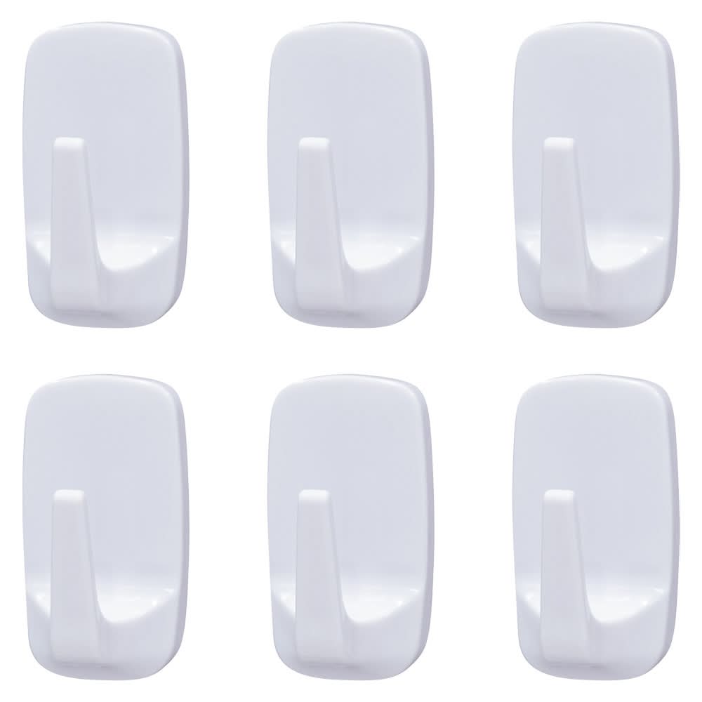 Easy Home White Medium Hooks - 6pk