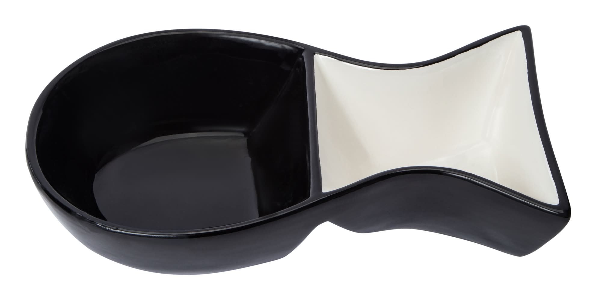 Ceramic Bone Double Diner Dog Bowl 10in x 5.5in White