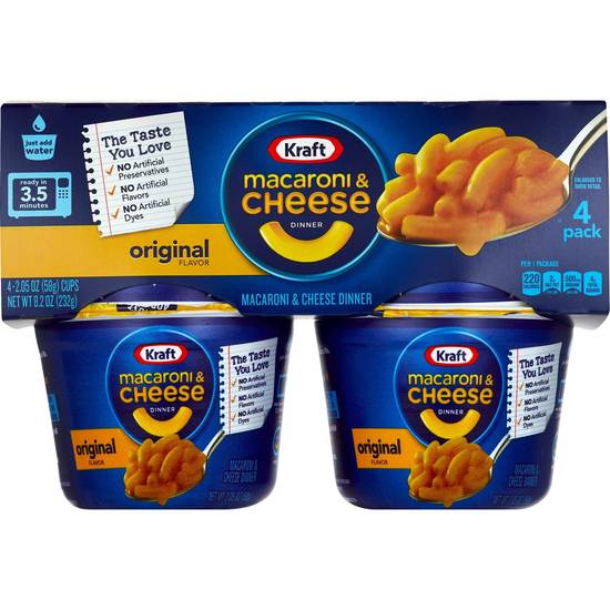 Kraft Easy Mac Original Microwavable Macaroni & Cheese Dinner, 4 ct, 8.2 oz