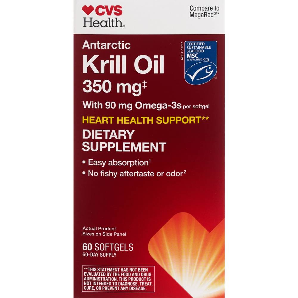 CVS Health Antarctic Krill Oil Omega-3 Softgels, 60 CT