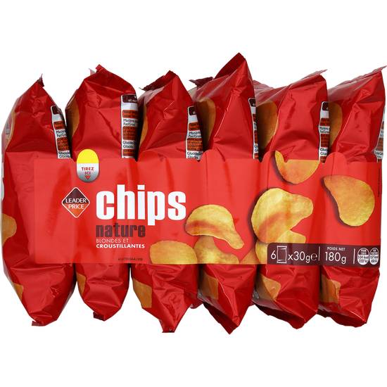 Chips nature Leader price 6x30g