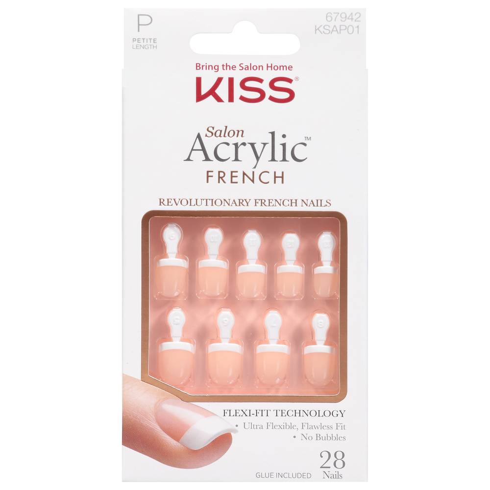 Kiss Salon Acrylic French Squoval Medium Length Nails (28 ct)