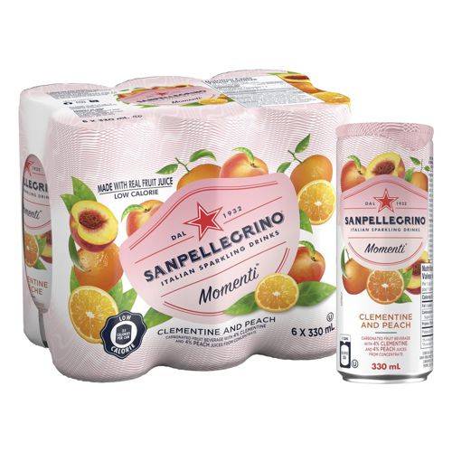 San pellegrino clémentine pêche - clementine and peach carbonated beverage (6 x 330 ml)