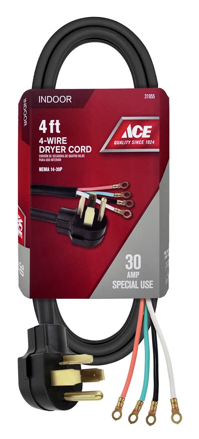 ACE 10/4 Srdt 125/250 V 4 Ft. L Dryer Cord 4 Wire