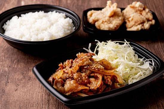 焼肉定食とげんこつ唐揚げセ�ット 肉大盛り（200g） BBQ Set Meal & Fried Chicken Set (200g)