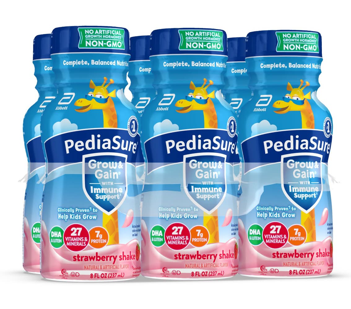 PediaSure Grow & Gain With Immune Support Shakes, Strawberry (6 x 8 fl oz)