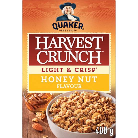 Quaker harvest crunch légères croustillantes saveur miel et noix - harvest crunch honey nut granola cereal (400 g)