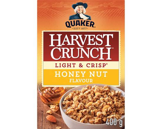 Quaker Harvest Crunch · Légères croustillantes saveur miel et noix - Harvest Crunch honey nut granola cereal (400 g)