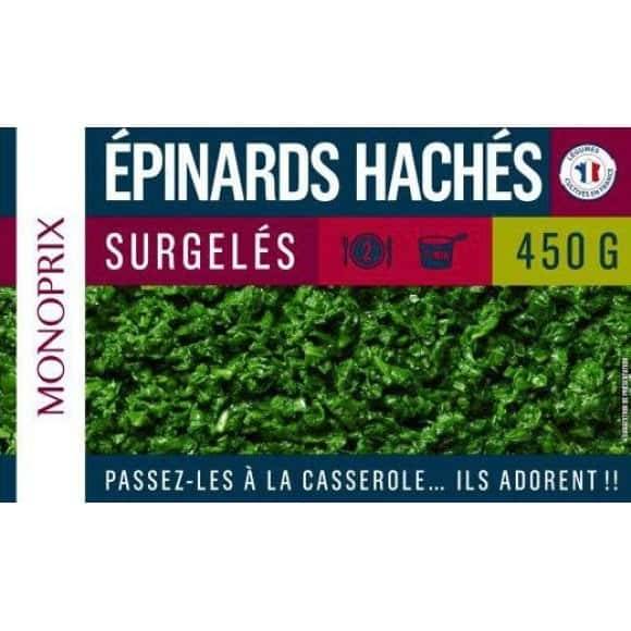 Monoprix Epinards Haches, Surgeles La Boite De 450G