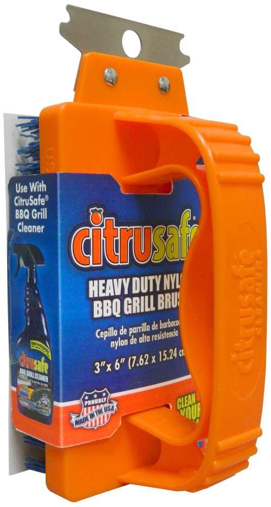 Citrusafe Nylon Bristle Brush Nylon Grill brush with 5-in Plastic Handle with Scraper Blade | 3100255