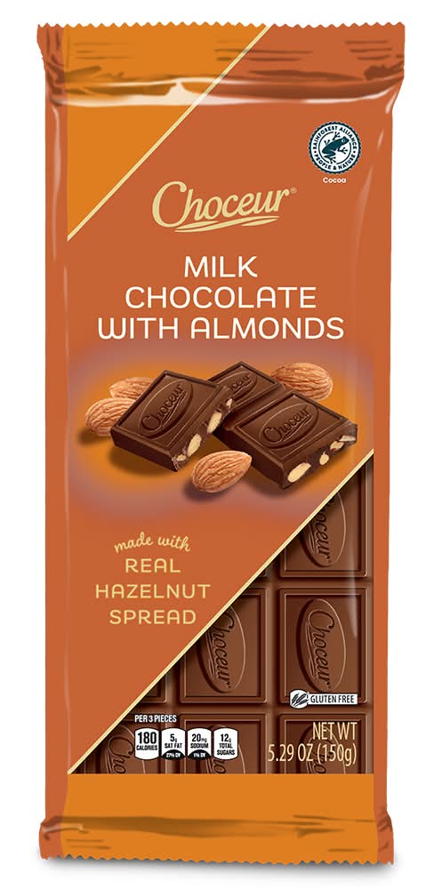 Choceur Milk Chocolate Bar, Almonds (5.29 oz)
