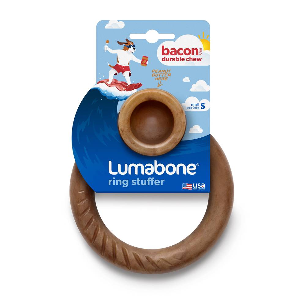 Lumabone Ring-Stuffer Bacon Flavor Dog Chew Toy, Small
