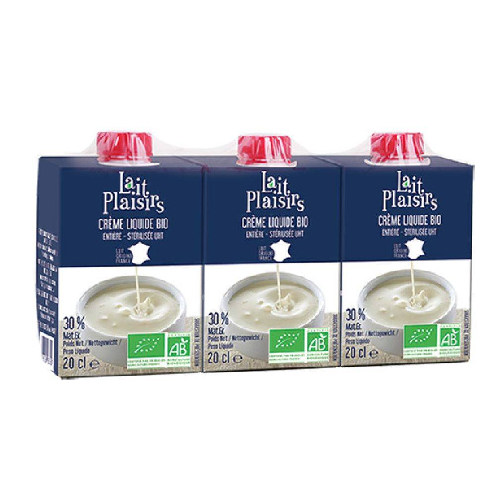 Lait Plaisirs - Creme liquide bio entiere (3 pièces)