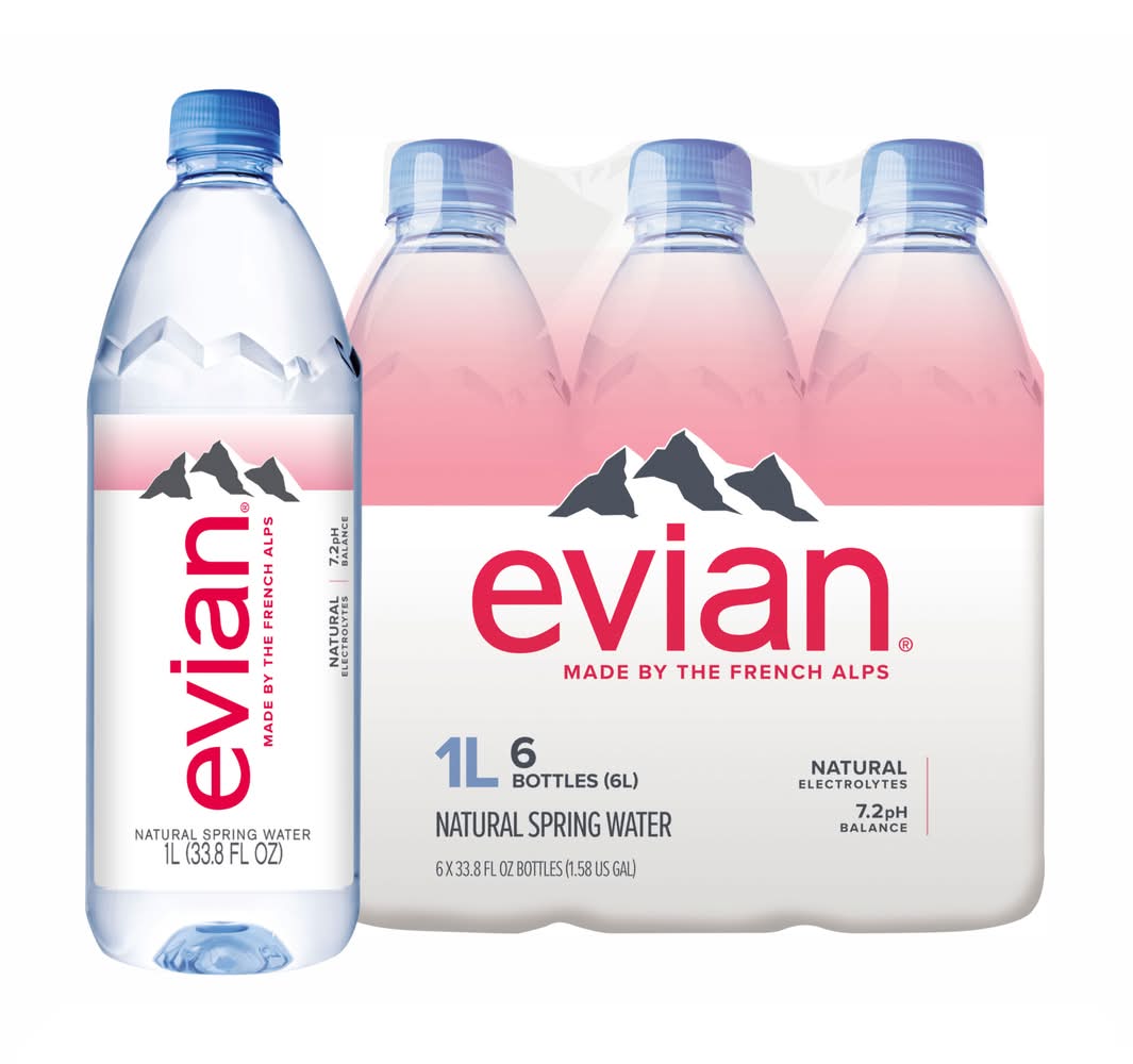 Evian Natural Spring Water (6 x 33.81 fl oz)