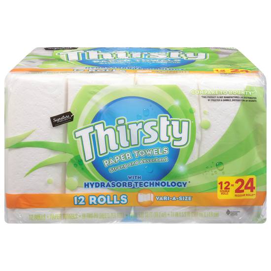 Signature Select Thirsty Double Rolls Vari-A-Size Paper Towels (12 rolls)