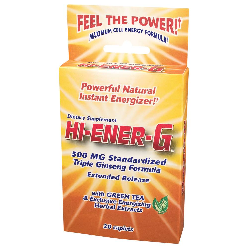 Hi-Ener-G - Extended Release Triple Ginseng Formula - 500 Mg (20 Caplets)