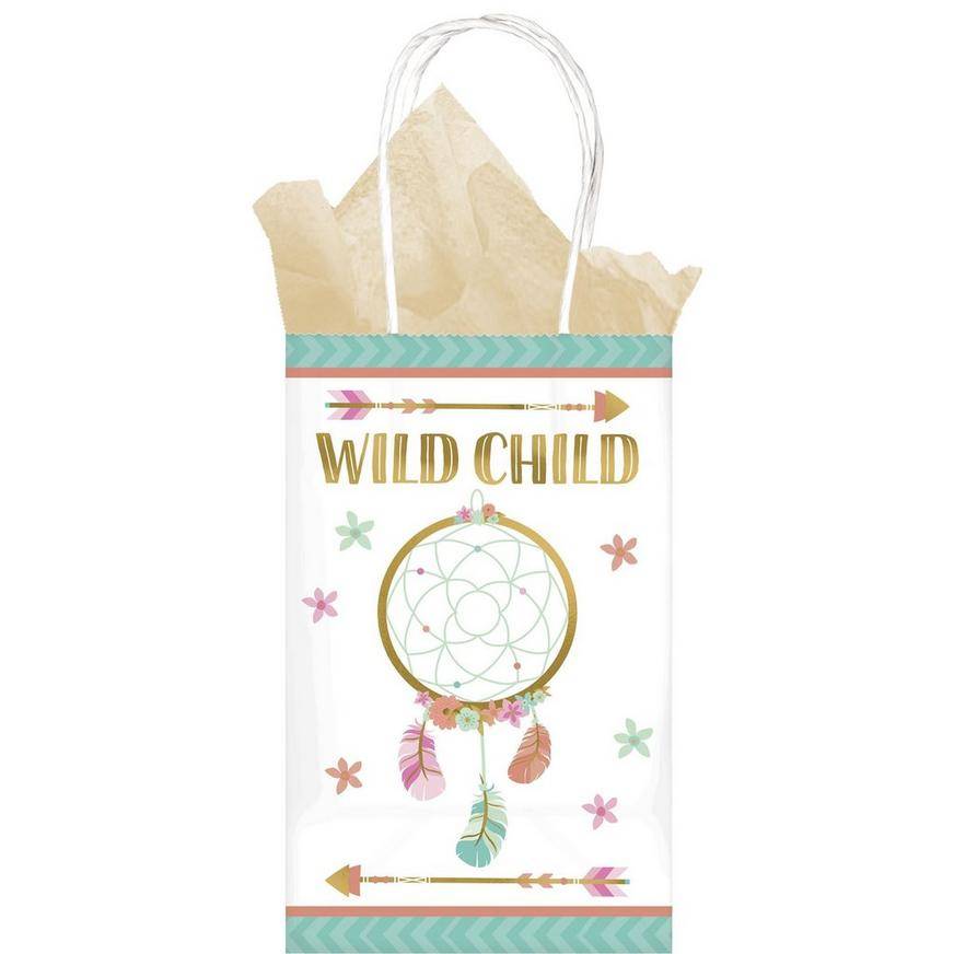 Boho Girl Kraft Favor Bags 8ct