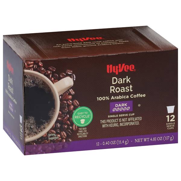 Hy-Vee Dark Roast Single Serve Cup Coffee 12-.40 oz ea.