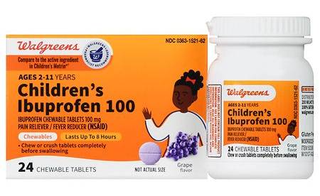Walgreens Children's Ibuprofen Chewable Tablets, 100 mg Grape