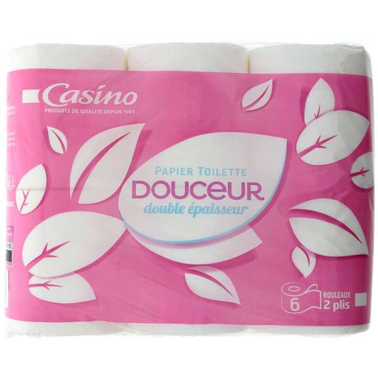 Casino papier toilette douceur double épaisseur blanc x6