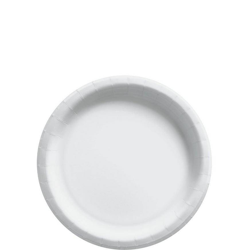 Party City Extra Sturdy Paper Dessert Plates, 6.75 inches, White (50 ct)