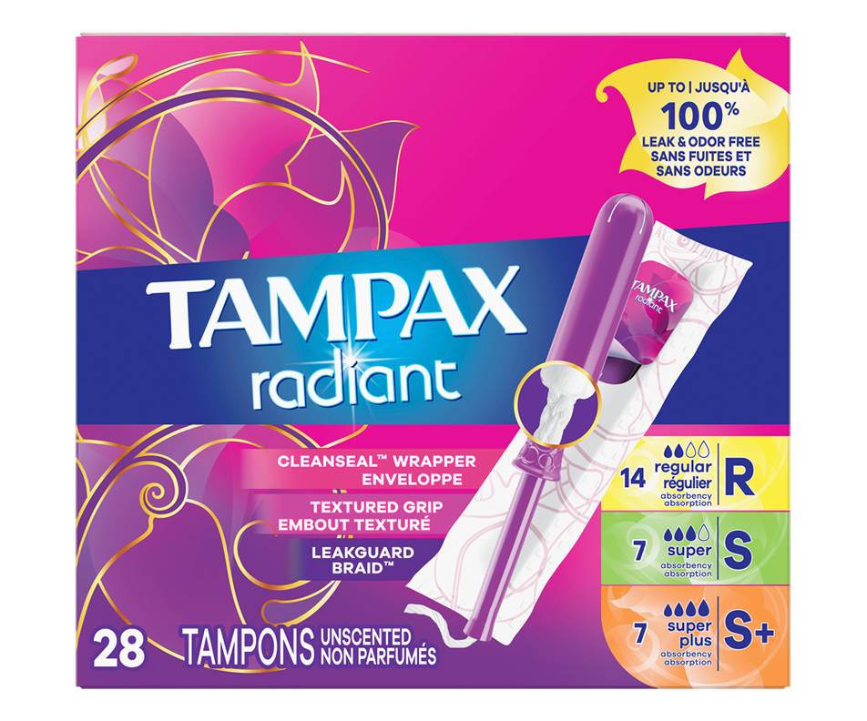 Tampax radiant tampons non parfumés avec applicateur (28 unités) (female)