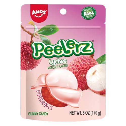 AMOS Peelerz Gummy Candy, Lychee (6 oz)