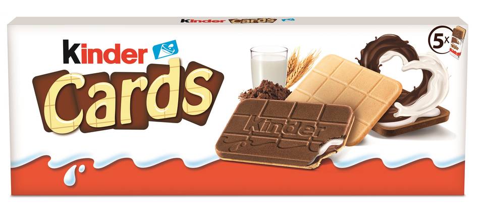Kinder - Cards biscuits gaufrettes fourrées au lait et au cacao (5 ct)