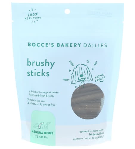 Bocces Bakery Coconut And Mint Brushy Sticks For Medium Dogs