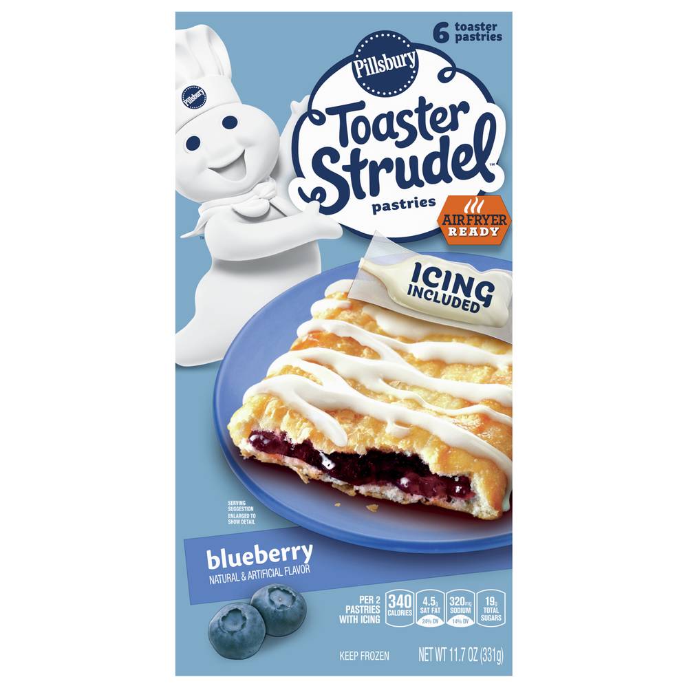 Pillsbury Toaster Strudel Pastries With Icing, Blueberry (11.7 oz, 6 ct)