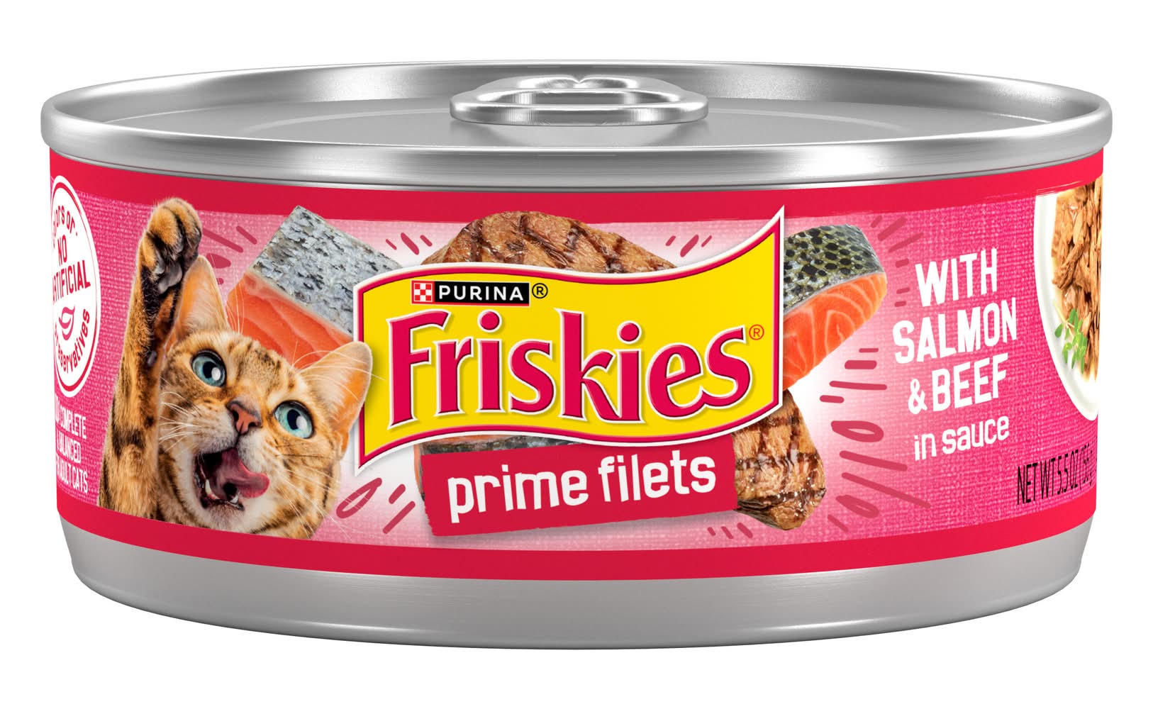 Purina Friskies Prime Filets With Salmon & Beef in Sauce High Protein Wet Cat Food (5.5 oz)