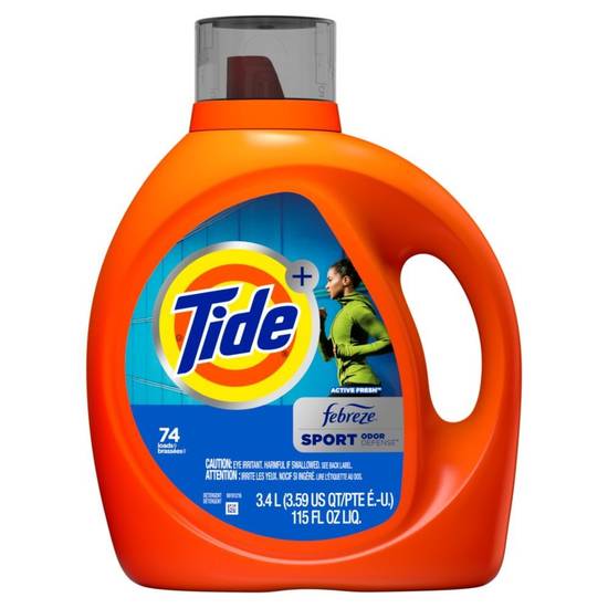 Tide Active Fresh Febreze Sport Odor Defense Liquid Laundry Detergent 74 Loads