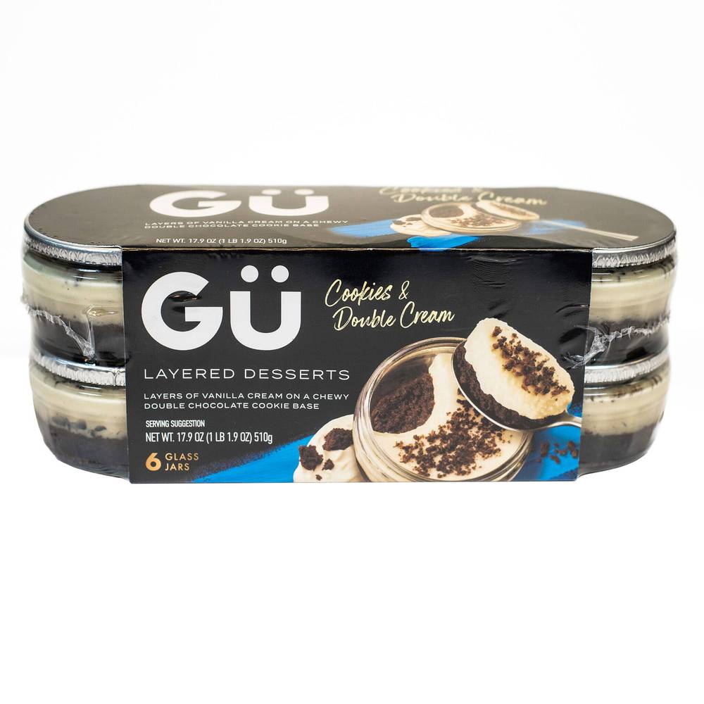 Gu Desserts Cookie & Double Cream, 6-count