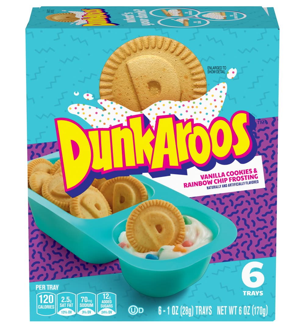 Dunkaroos Cookies & Rainbow Chip Frosting, Vanilla (1 oz, 6 ct)