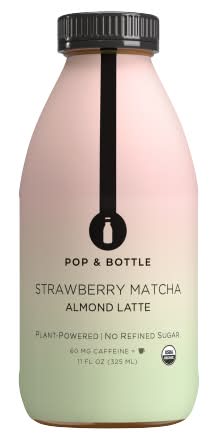 Pop & Bottle Organic Plant Powdered Ready To Drink Liquid Coffee, Strawberry Matcha Almond Latte (11 fl oz)
