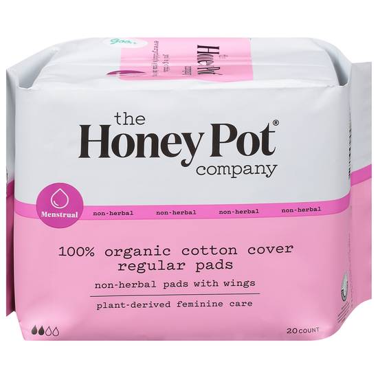 The Honey Pot Company Organic Regular Non-Herbal Pads With Wings