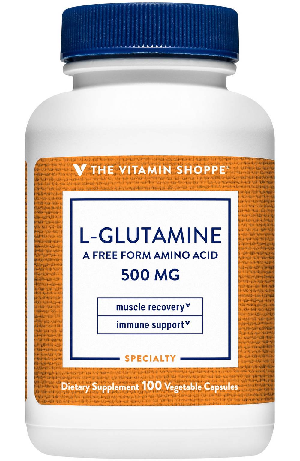 The Vitamin Shoppe L-Glutamine Amino Acid For Muscle & Gut Health 500 mg Vegetarian Capsules (100 ct)