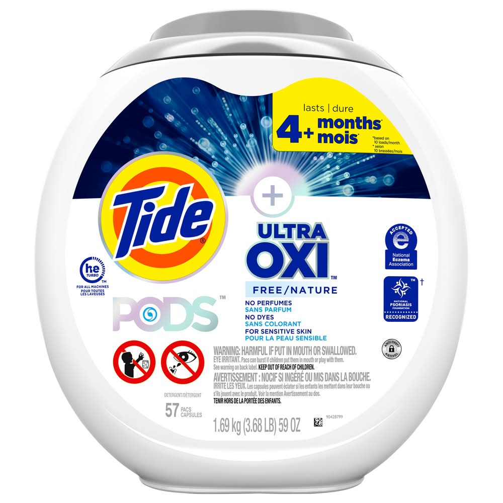 Tide Pods Ultra Oxi Free Laundry Detergent (59 oz, 57 ct)