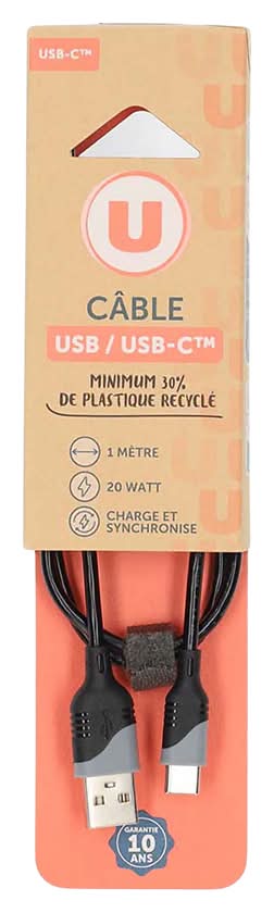 Les Produits U - Câble usb-a vers usb-c 20w ne422, 1 m