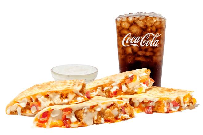 Chicken Bacon Ranch Quesadilla With Drink